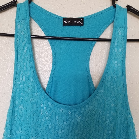 Blue Razor Sequin Tank Top - Picture 2 of 4